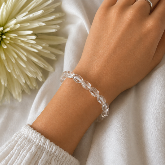 Clear Quartz Pebble Bracelet-Happily Zen