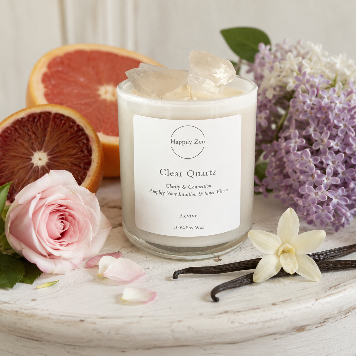 Clear Quartz - Revive Candle-Happily Zen