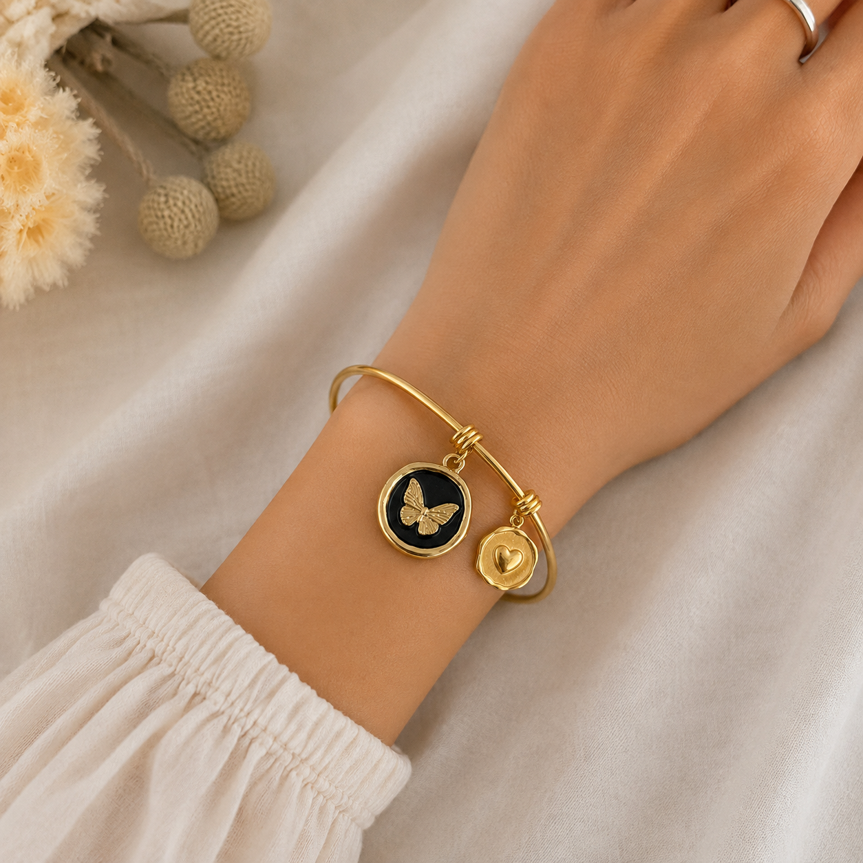 Create your own Empowerment Bangle Gold #1093-Happily Zen