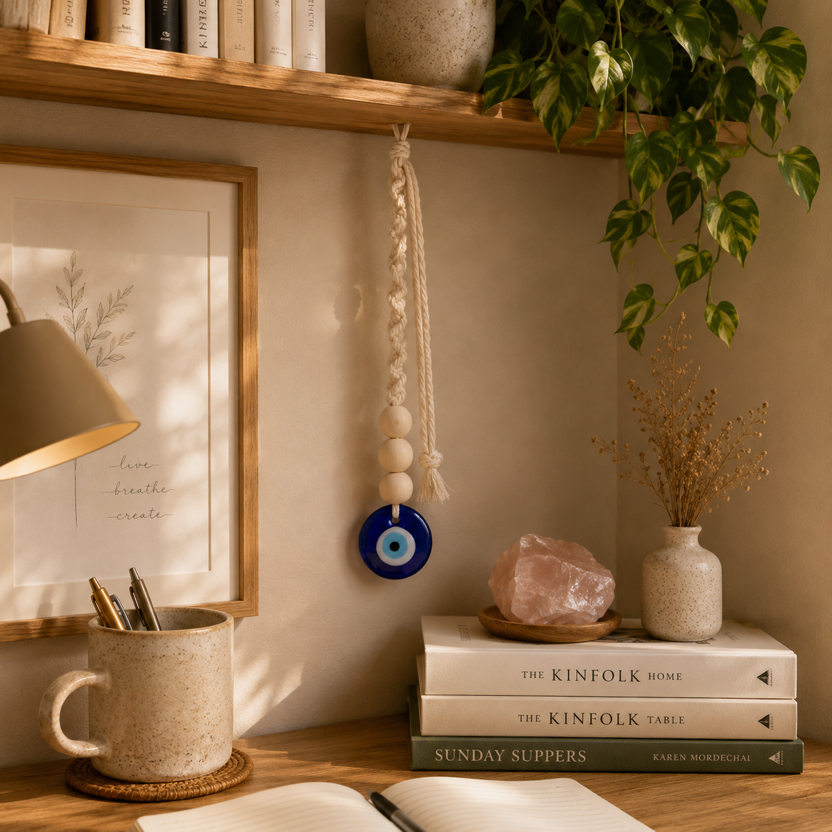 Evil Eye Macramé Essential Oil Diffuser #768-Happily Zen