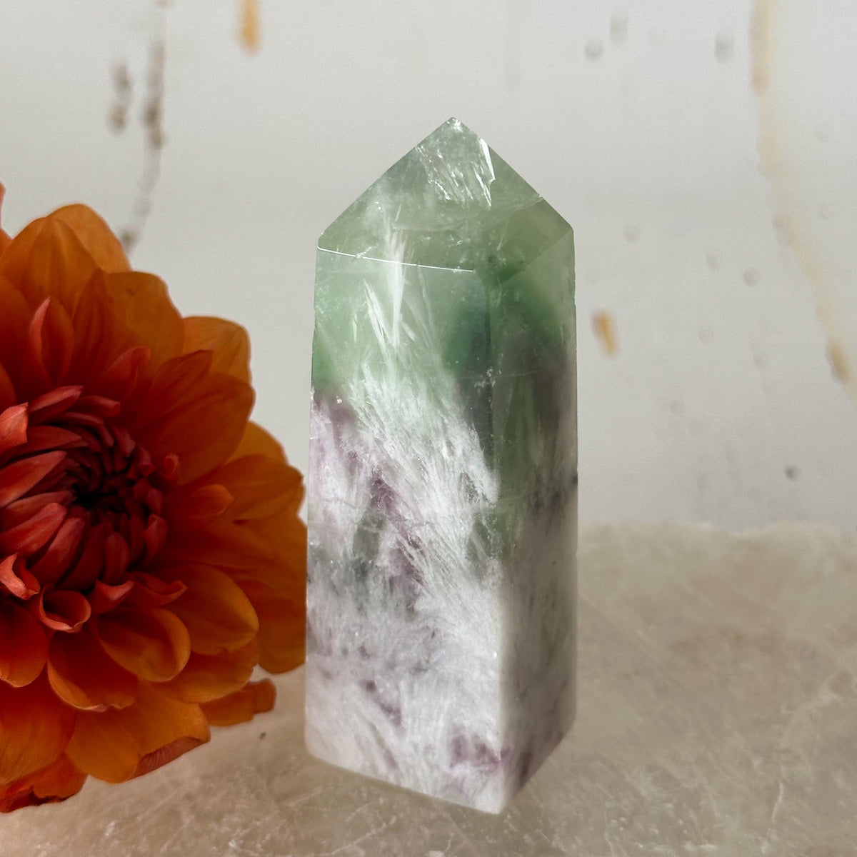 Feather Fluorite Obelisk #739-Happily Zen