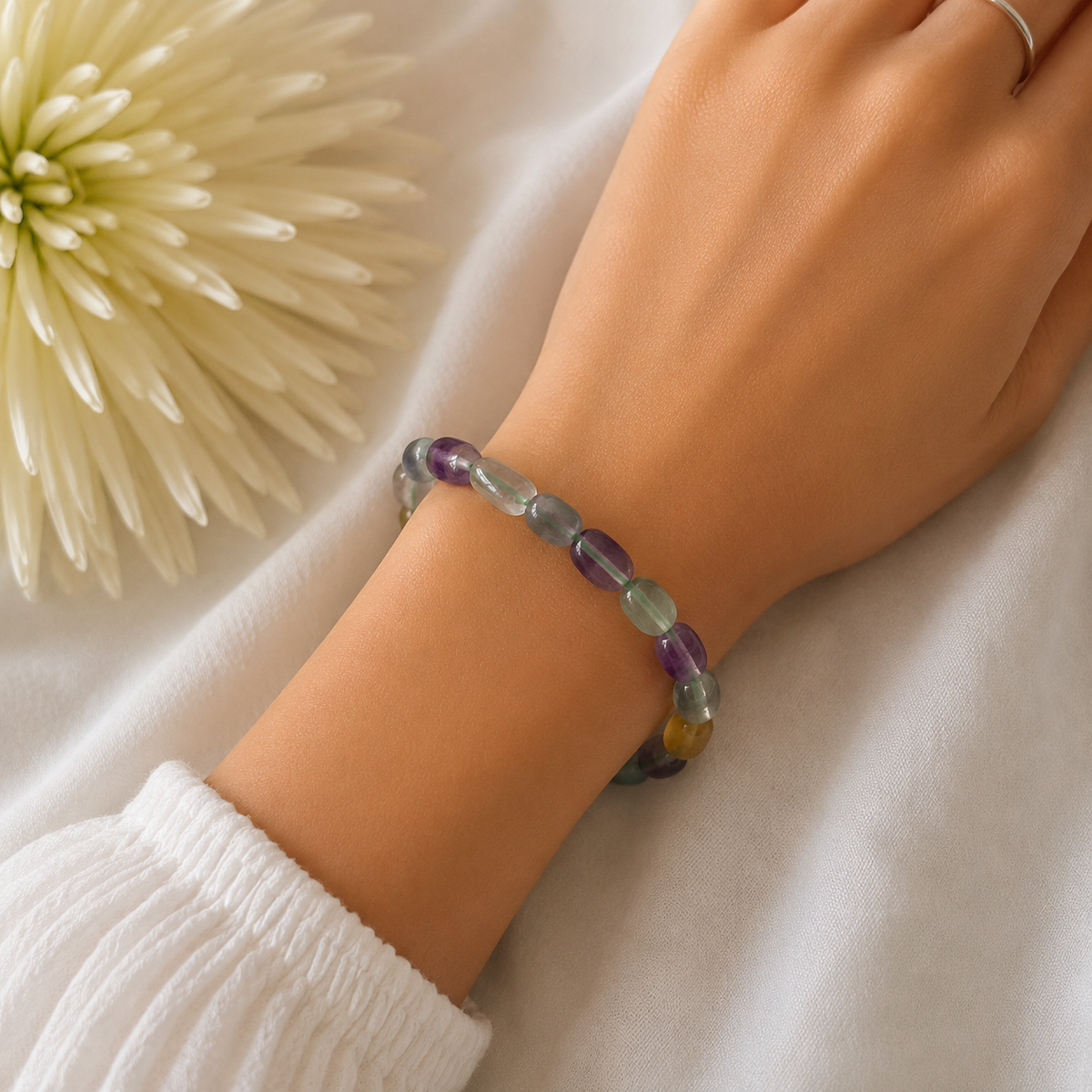 Fluorite Pebble Bracelet-Happily Zen