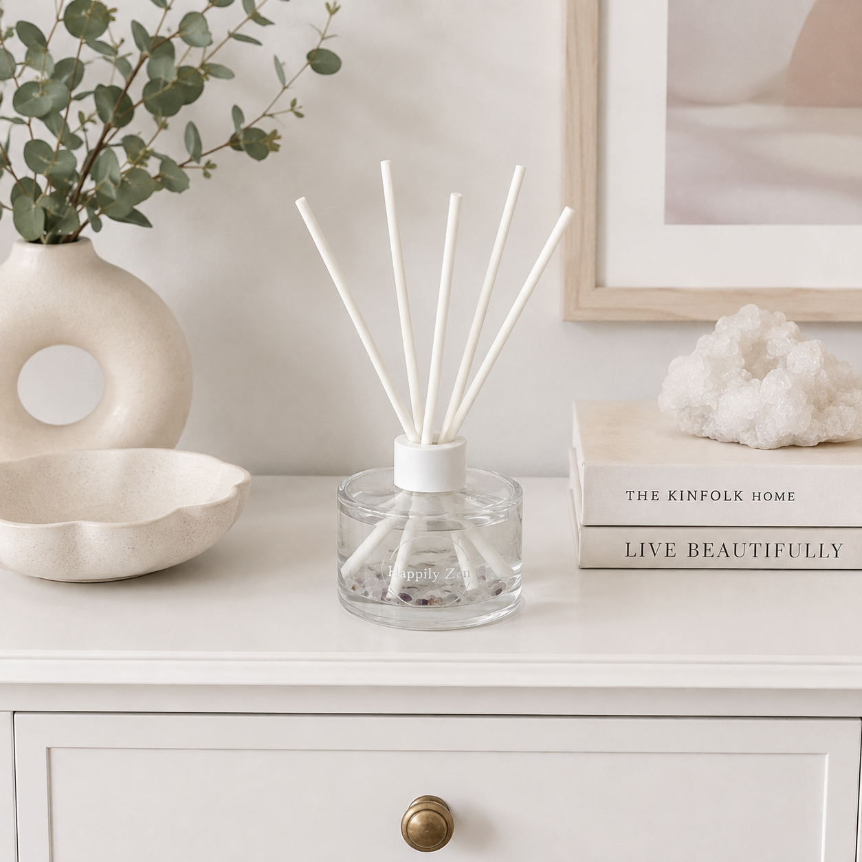 Fluorite and Clear Quartz Reed Diffuser-Happily Zen