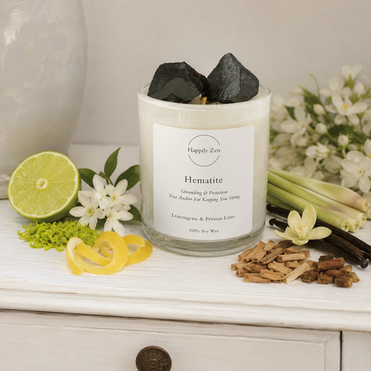 Hematite - Lemongrass & Persian Lime Candle-Happily Zen
