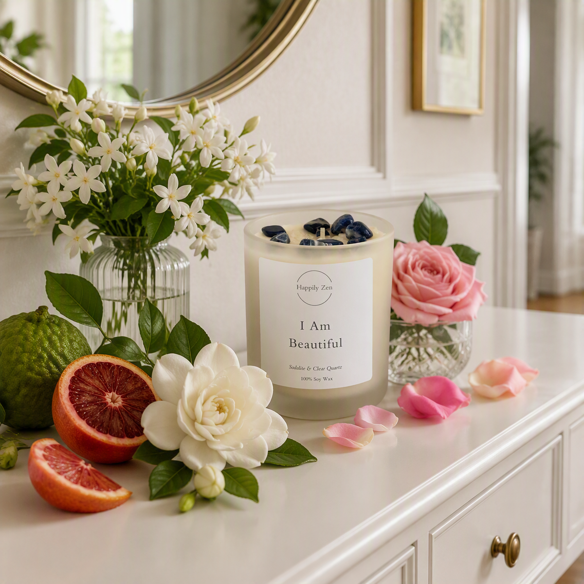I Am Beautiful - Rose Candle-Happily Zen