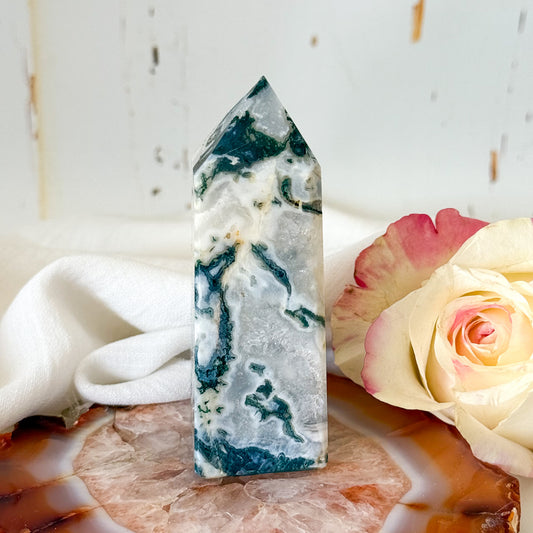 Moss Agate Tower #1067-Happily Zen
