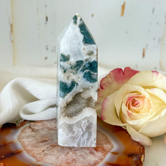 Moss Agate Tower #1068-Happily Zen