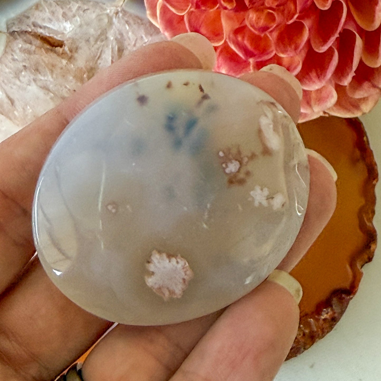 Flower Agate Palm Stone #1096