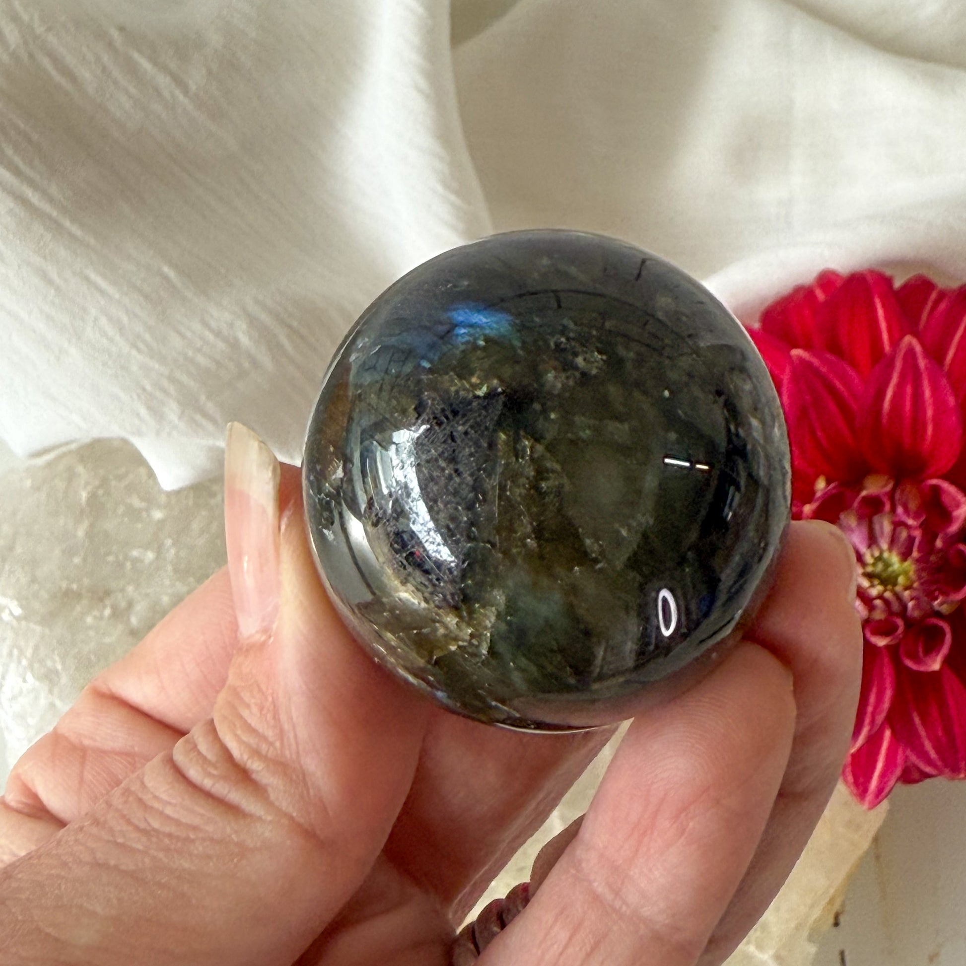 Labradorite Sphere #1182-Happily Zen
