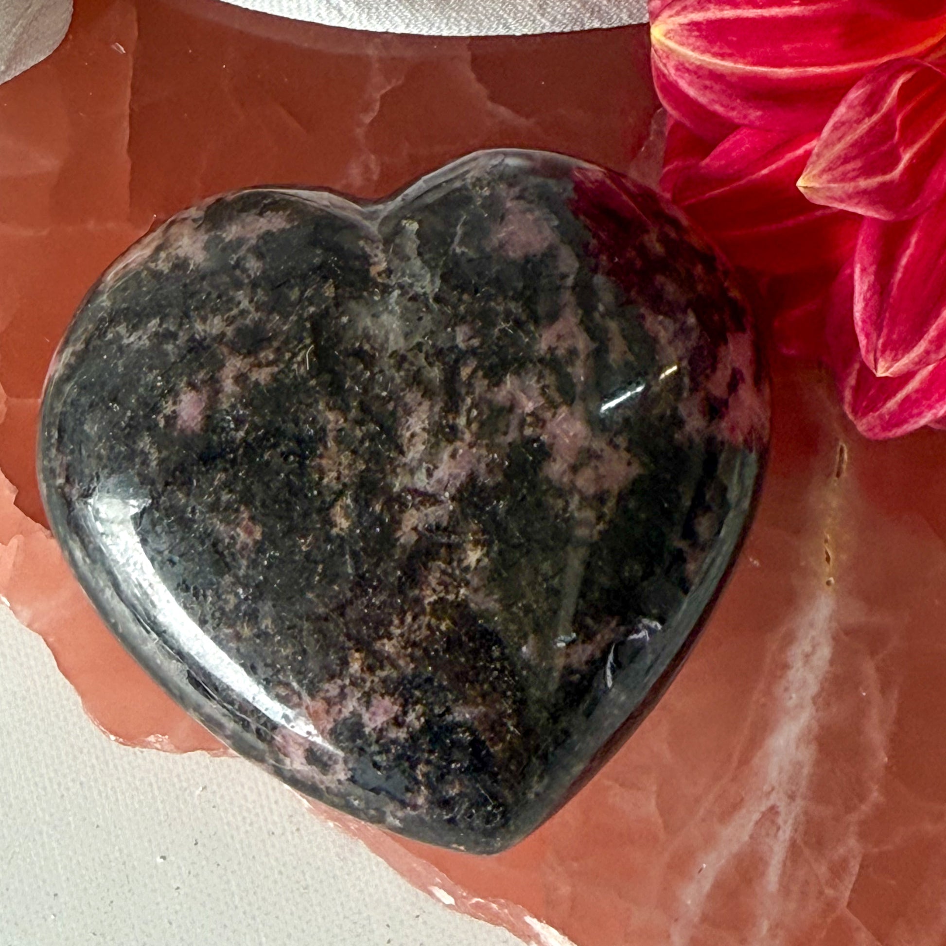 Rhodonite Heart #1134-Happily Zen