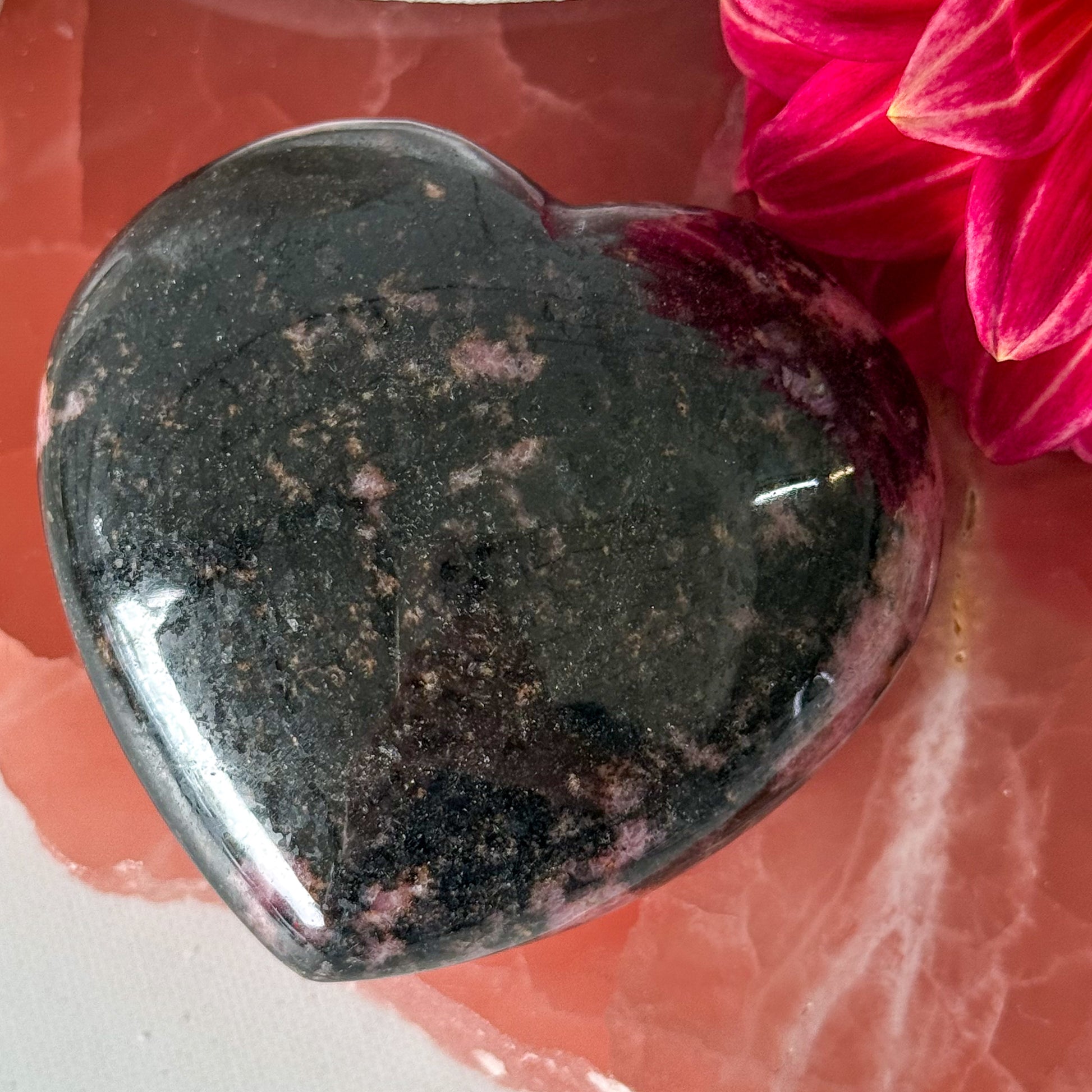 Rhodonite Heart #1134-Happily Zen