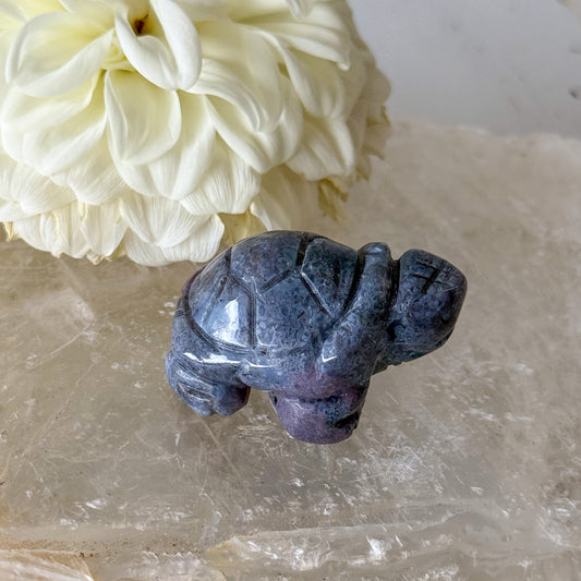 Moss Agate Turtle #1063-Happily Zen