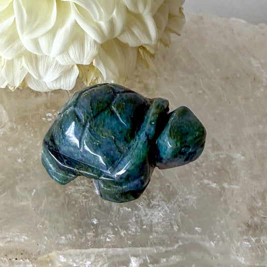 Moss Agate Turtle #1064-Happily Zen