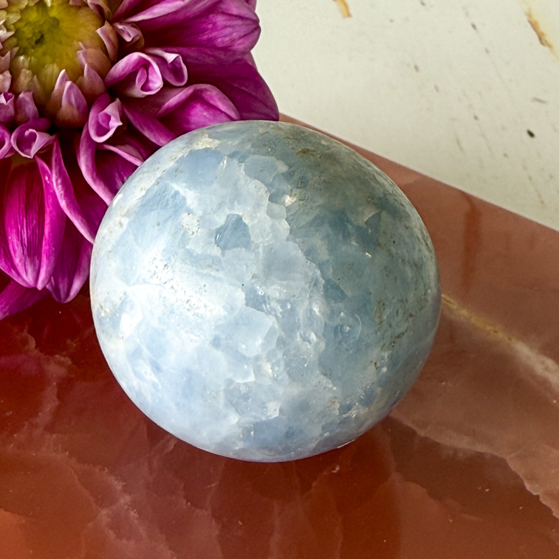Celestite Sphere #1213-Happily Zen