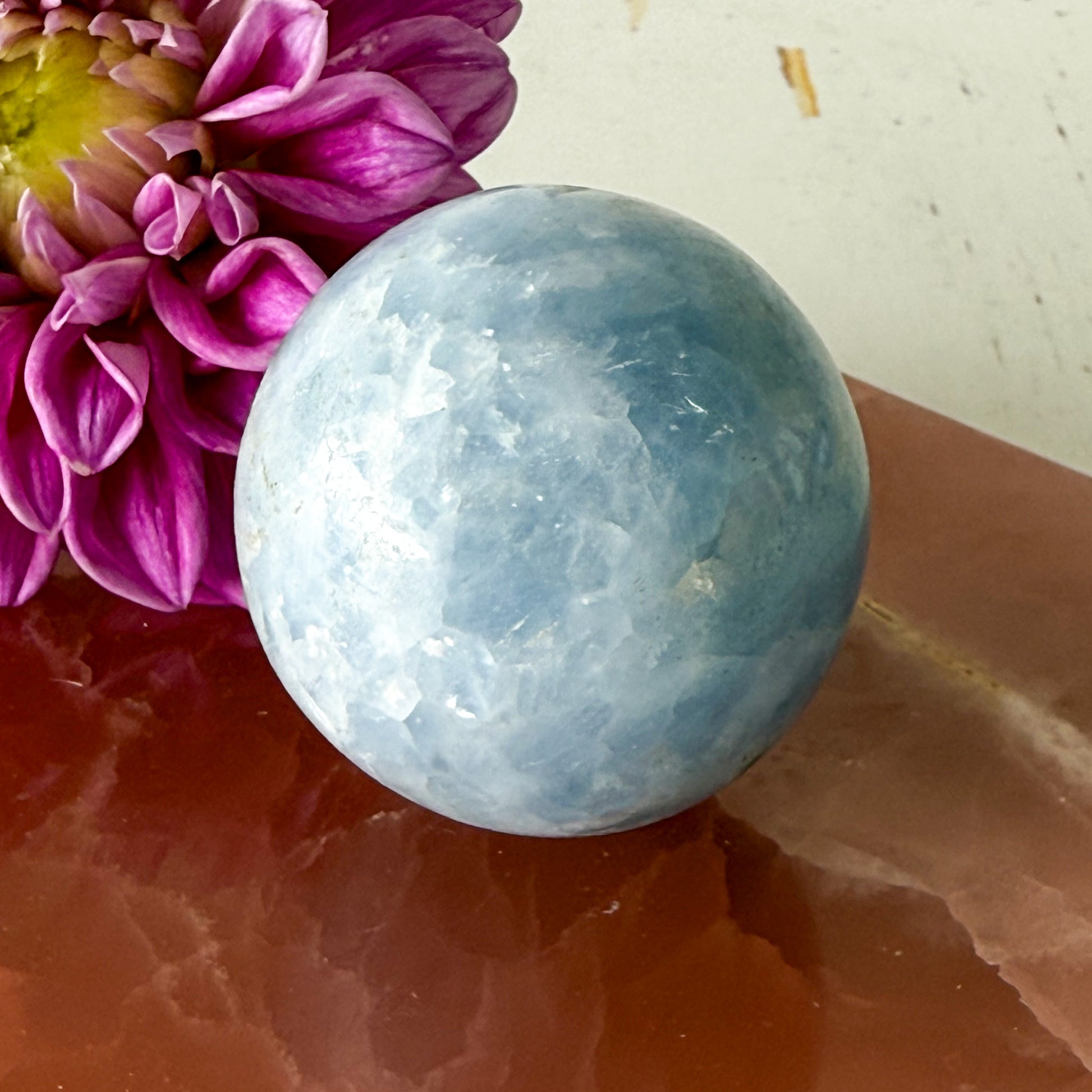 Celestite Sphere #1213-Happily Zen
