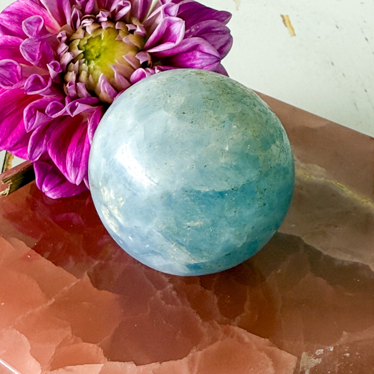 Celestite Sphere #1214-Happily Zen