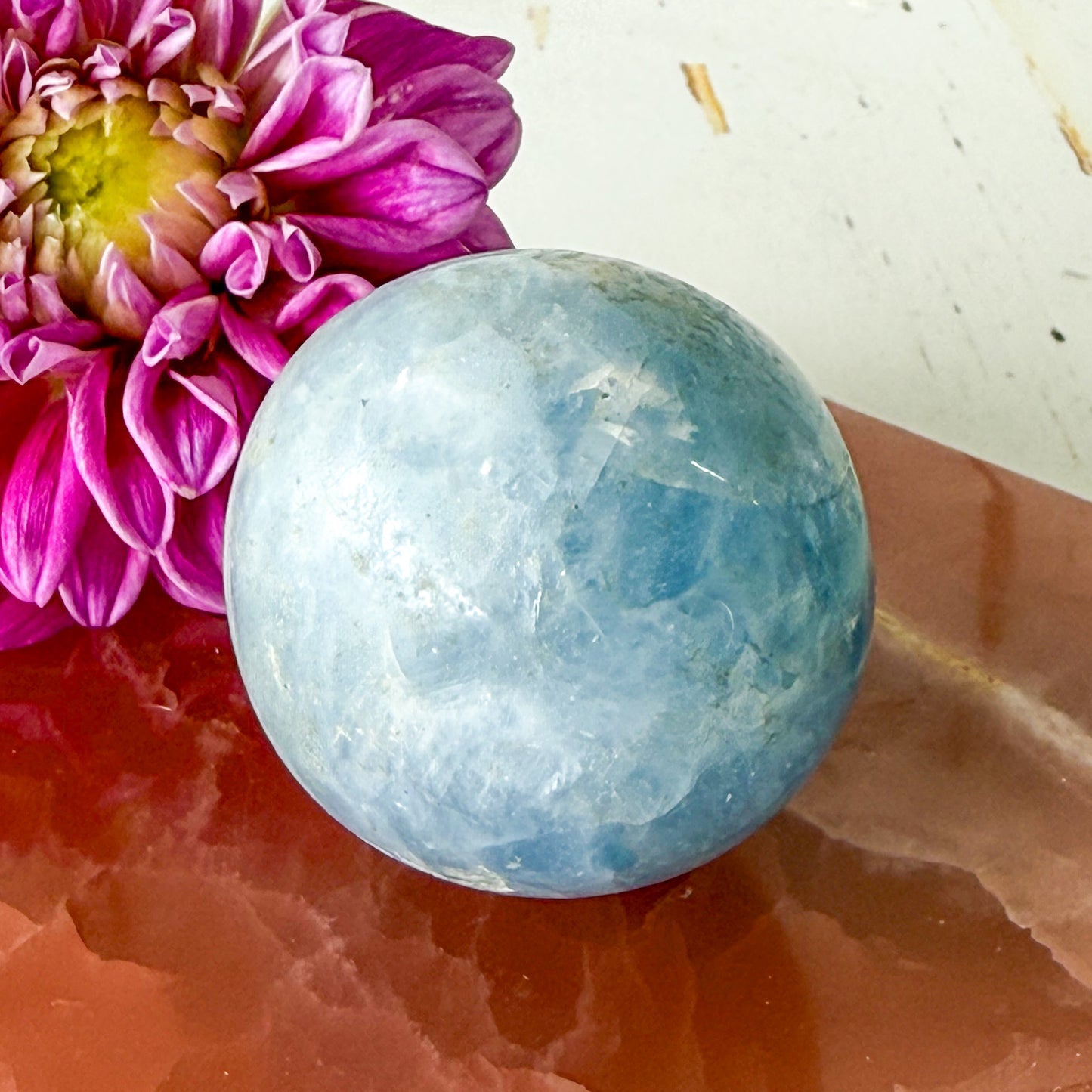 Celestite Sphere #1214-Happily Zen