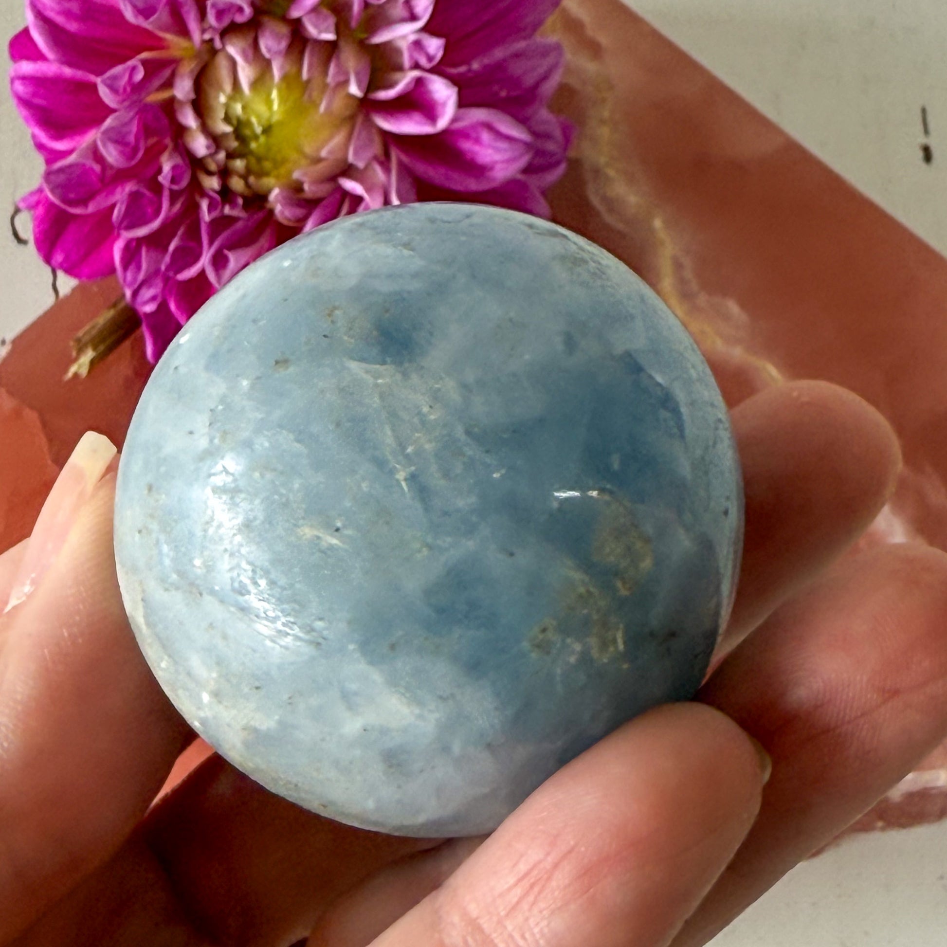 Celestite Sphere #1214-Happily Zen