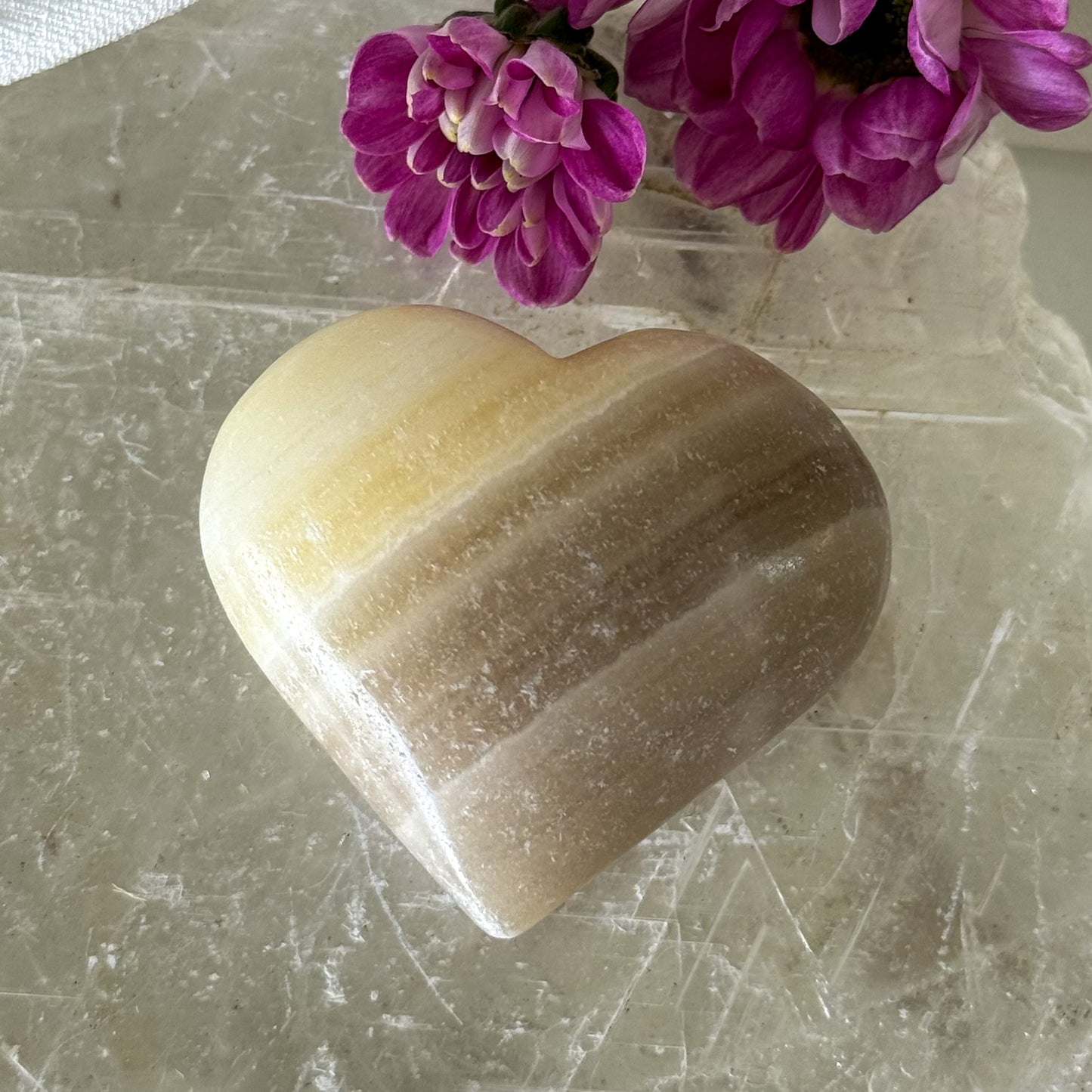 Zebra Calcite Heart #1291-Happily Zen