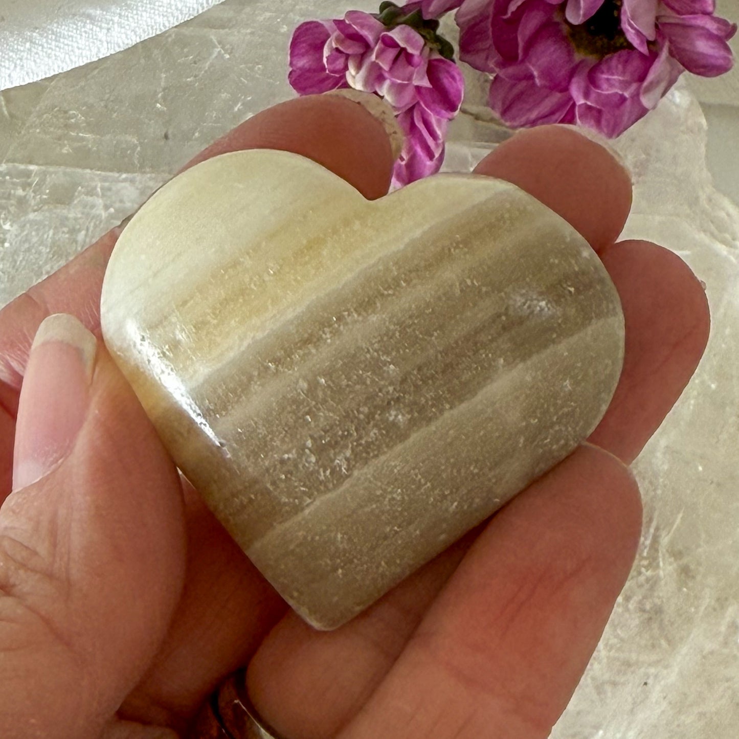 Zebra Calcite Heart #1291-Happily Zen