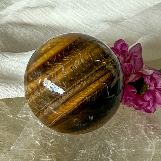 Tigers Eye Sphere #1233-Happily Zen