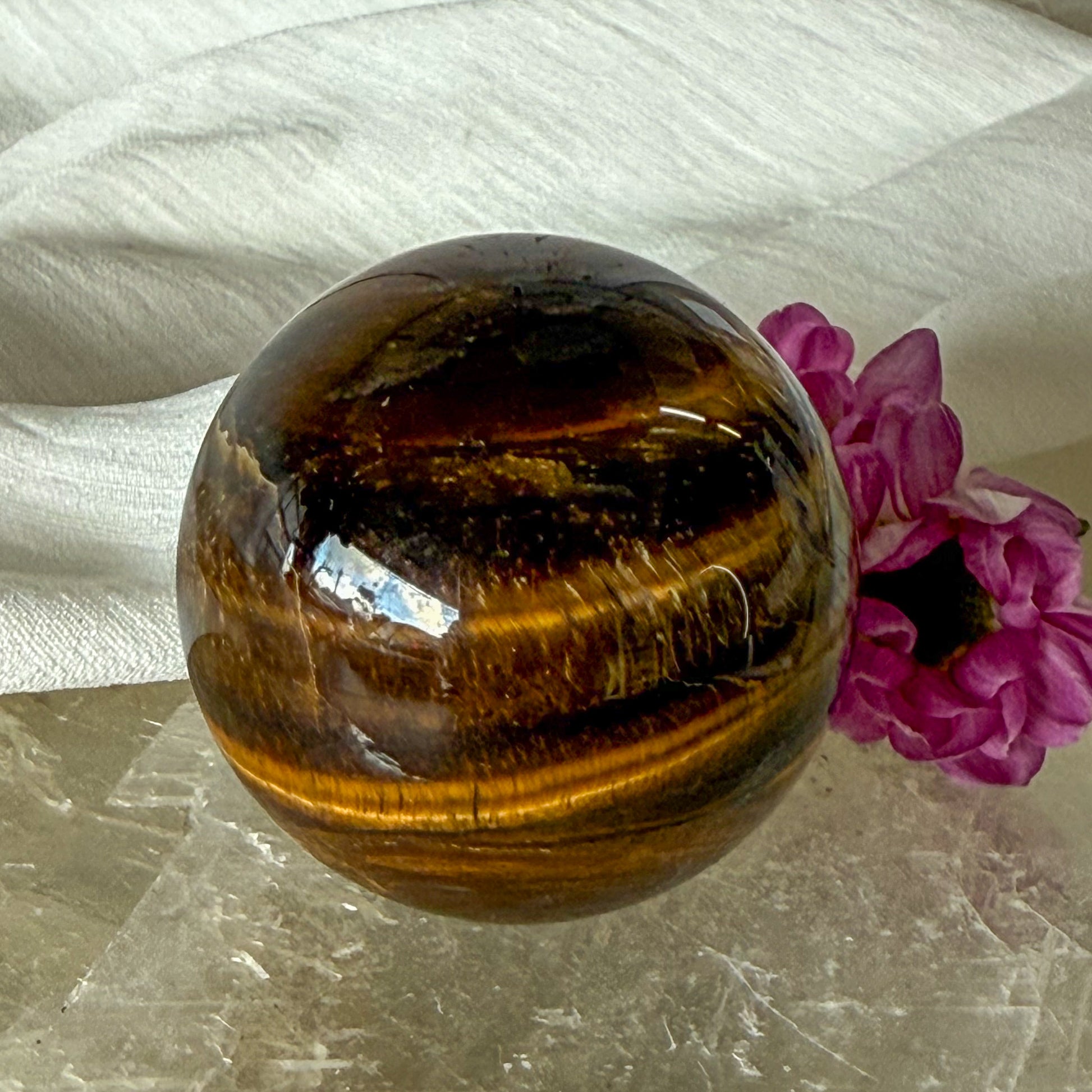 Tigers Eye Sphere #1233-Happily Zen