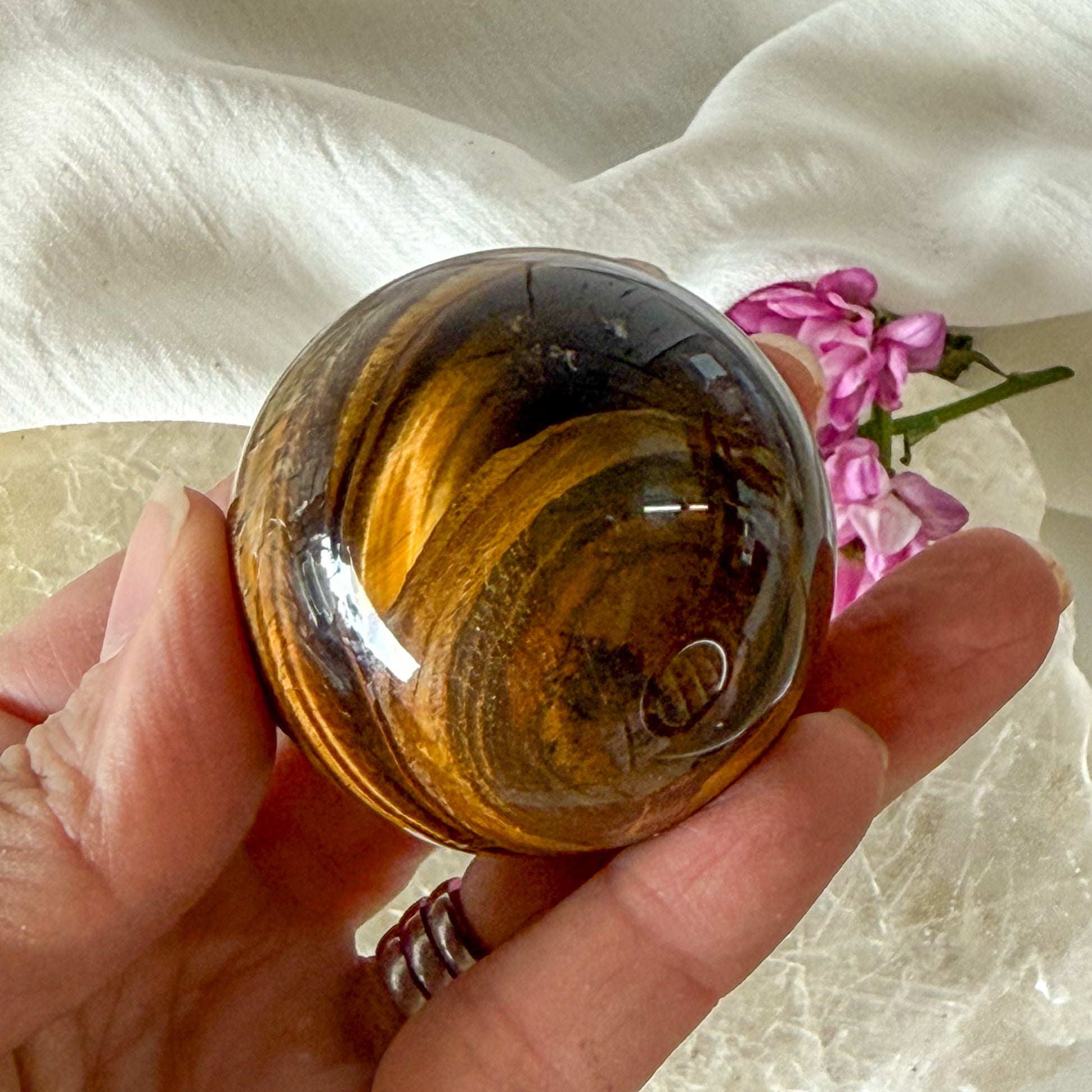 Tigers Eye Sphere #1233-Happily Zen