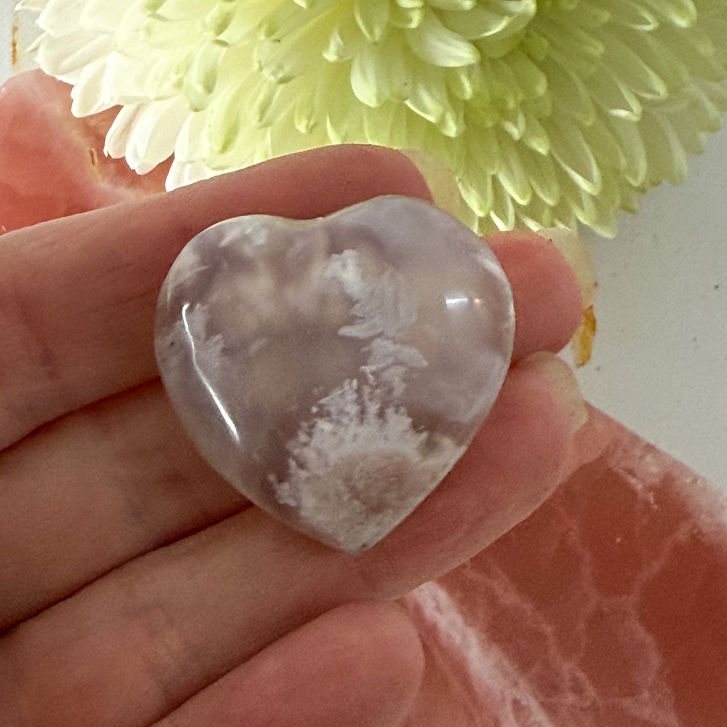 Flower Agate Heart #1367