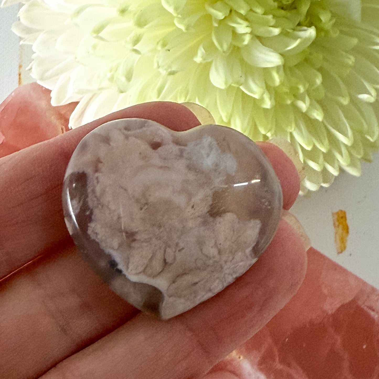 Flower Agate Heart #1368