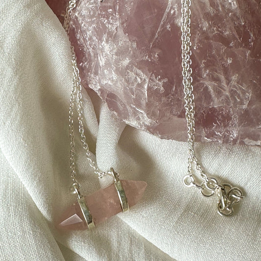 Rose Quartz Sterling Silver Necklace #707