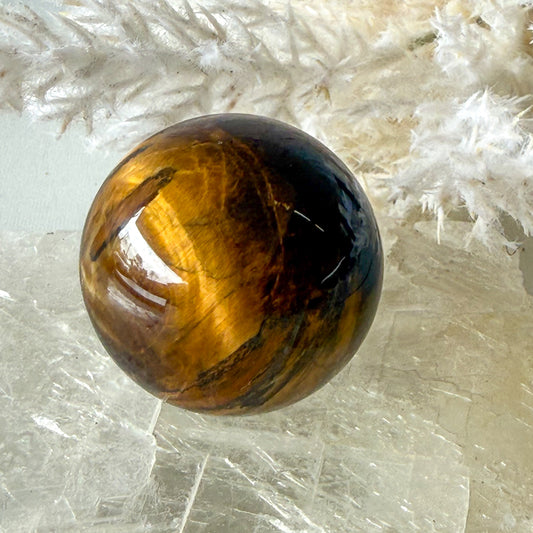 Tigers Eye Sphere #1235-Happily Zen