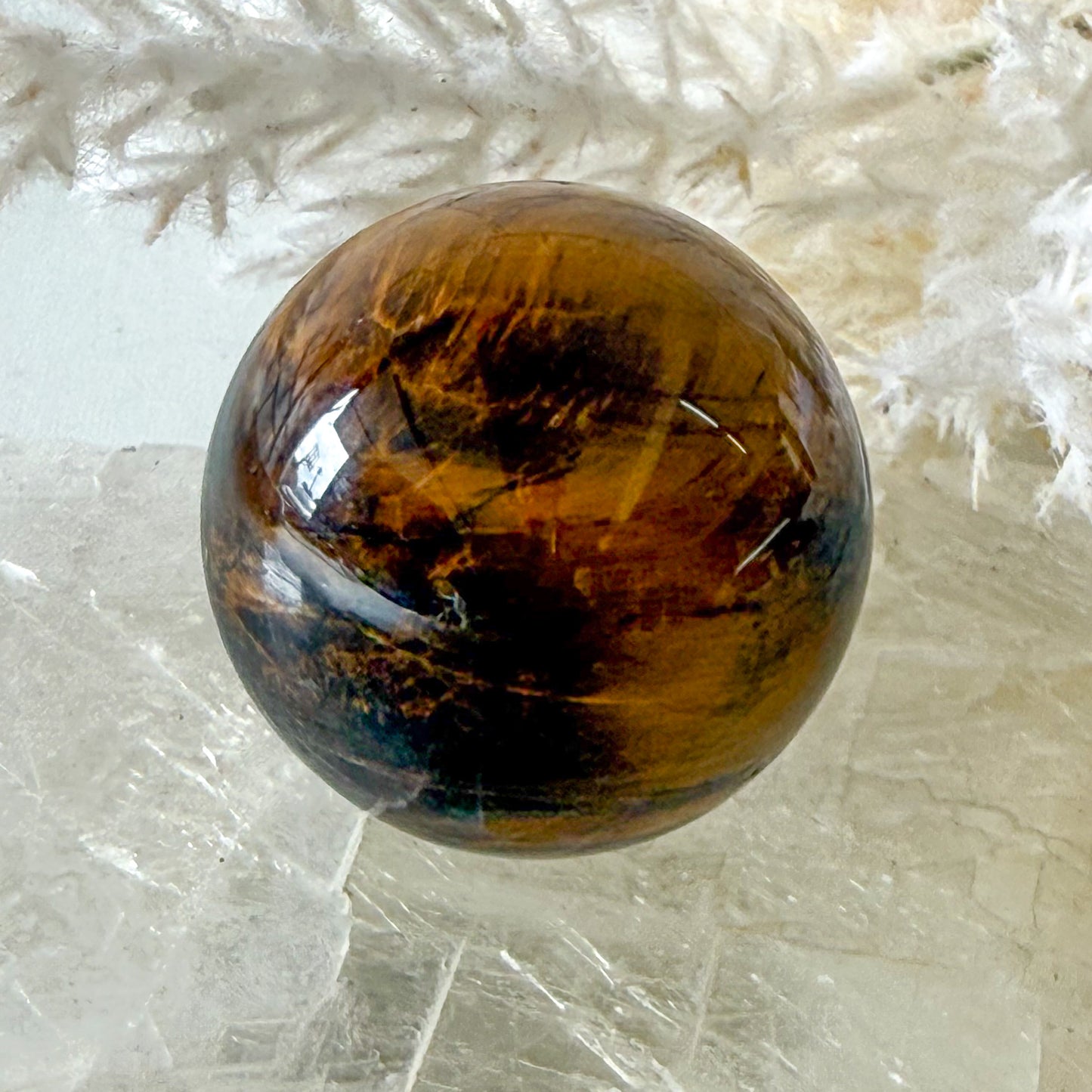 Tigers Eye Sphere #1235-Happily Zen