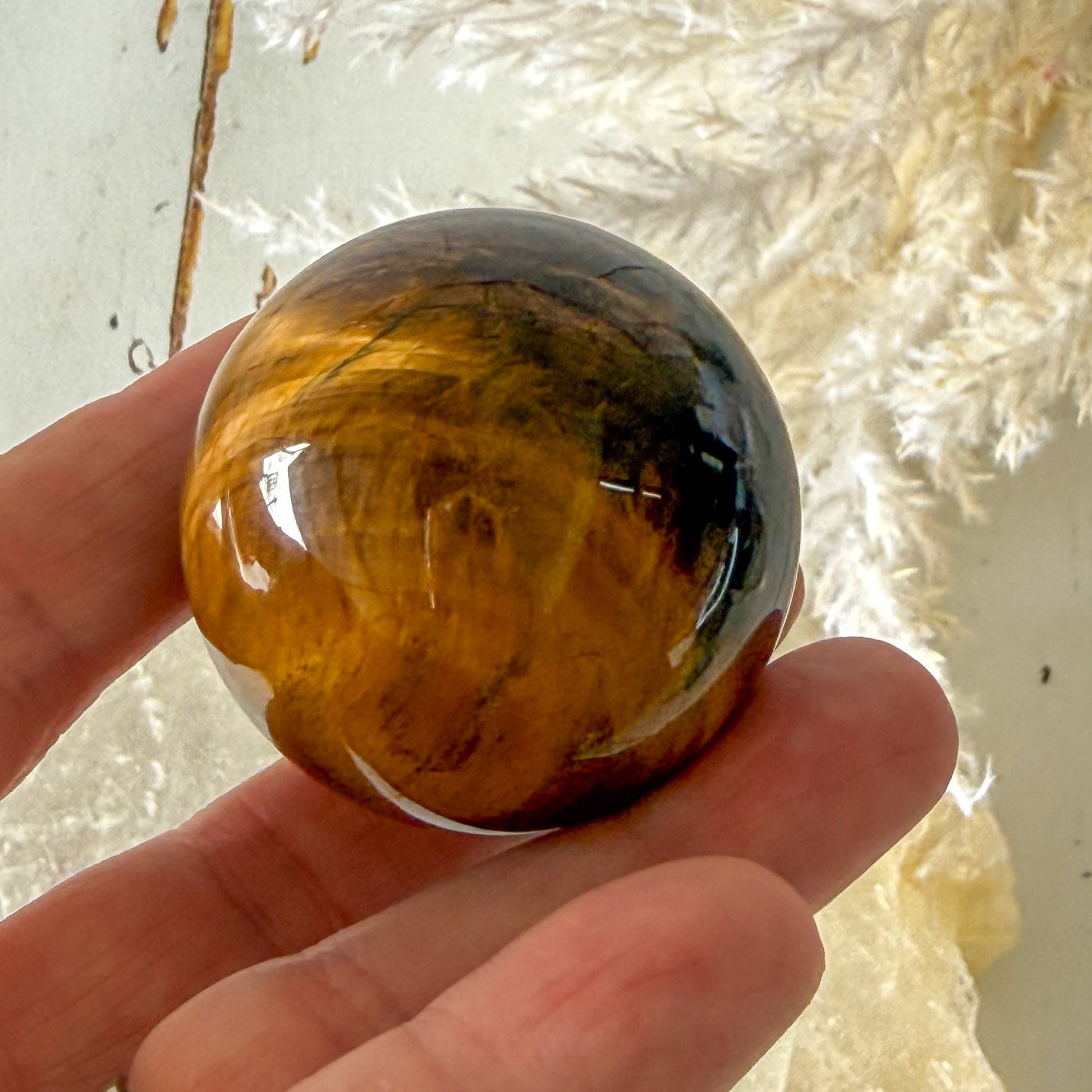 Tigers Eye Sphere #1235-Happily Zen