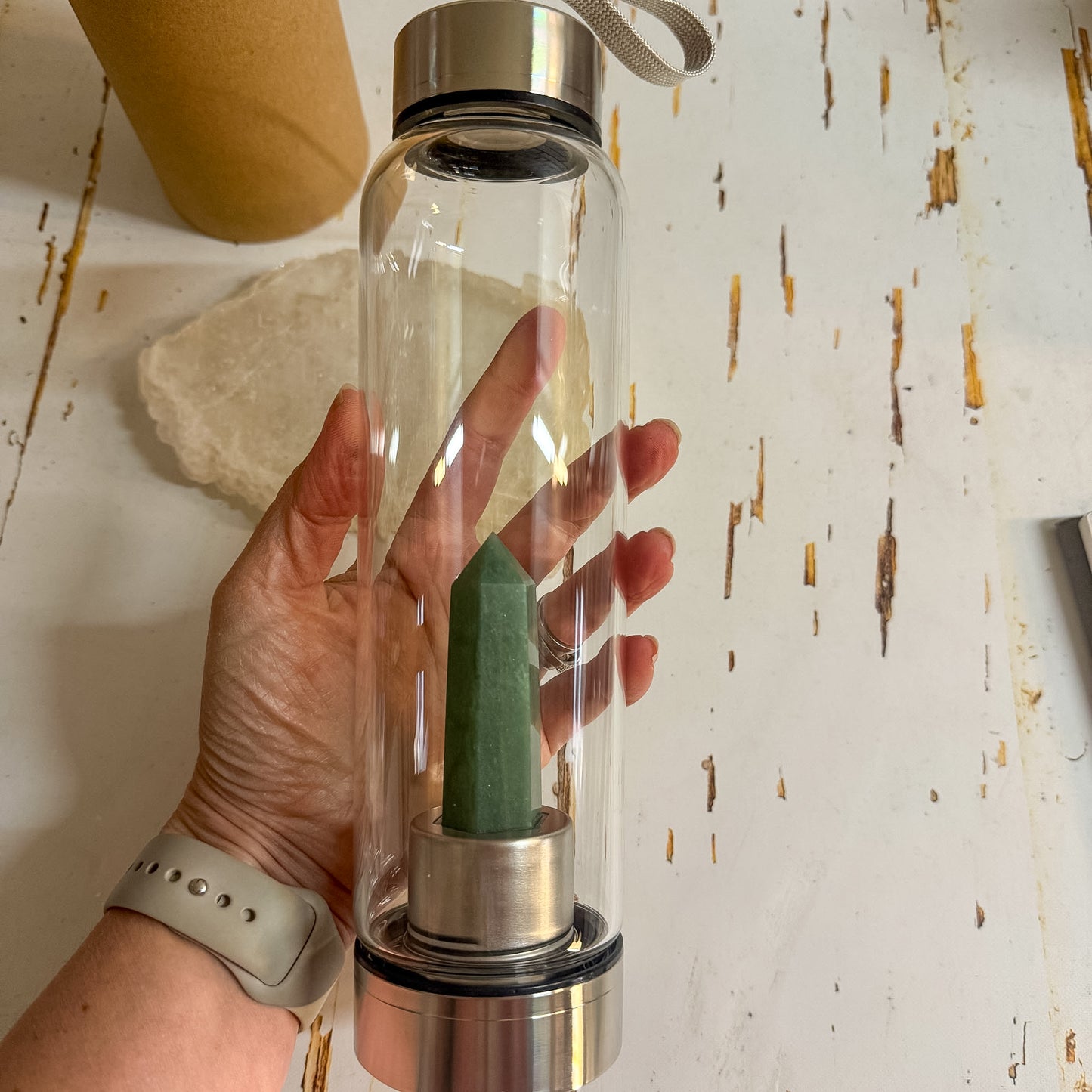Aventurine Water Bottle #1313-Happily Zen