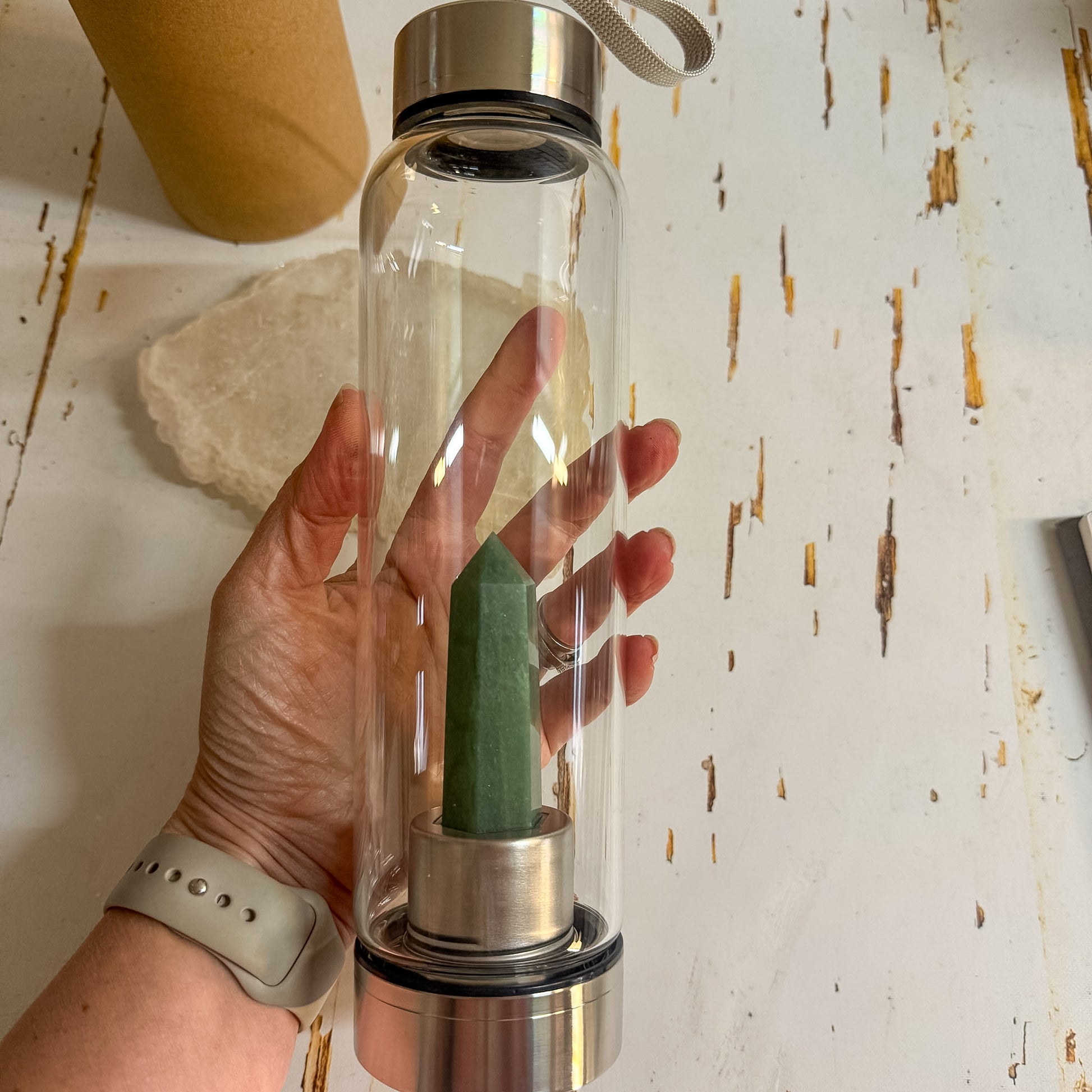 Aventurine Water Bottle #1313-Happily Zen