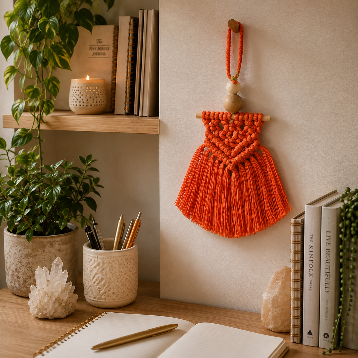 Macramé Essential Oil Diffuser #680-Happily Zen
