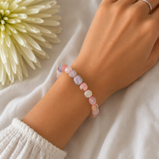 Morganite Pebble Bracelet-Happily Zen