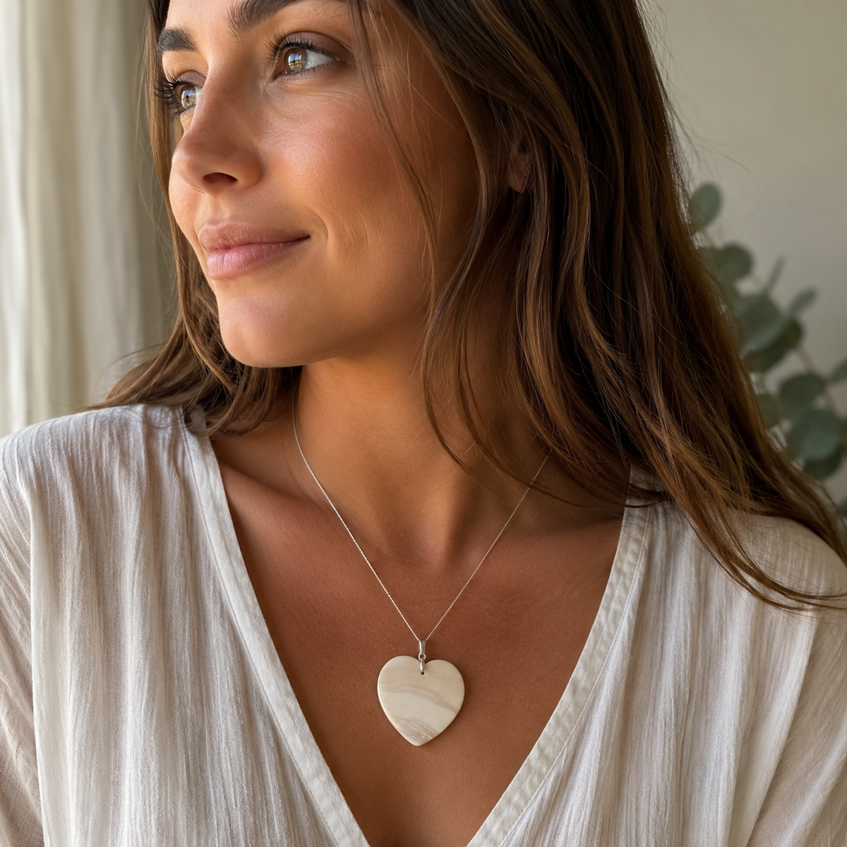 Mother of Peral Heart Pendant #510-Happily Zen
