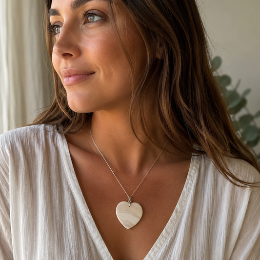 Mother of Peral Heart Pendant #510-Happily Zen
