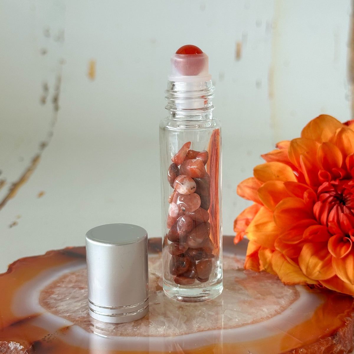 Refillable Carnelian Essential Oil Roller-Happily Zen