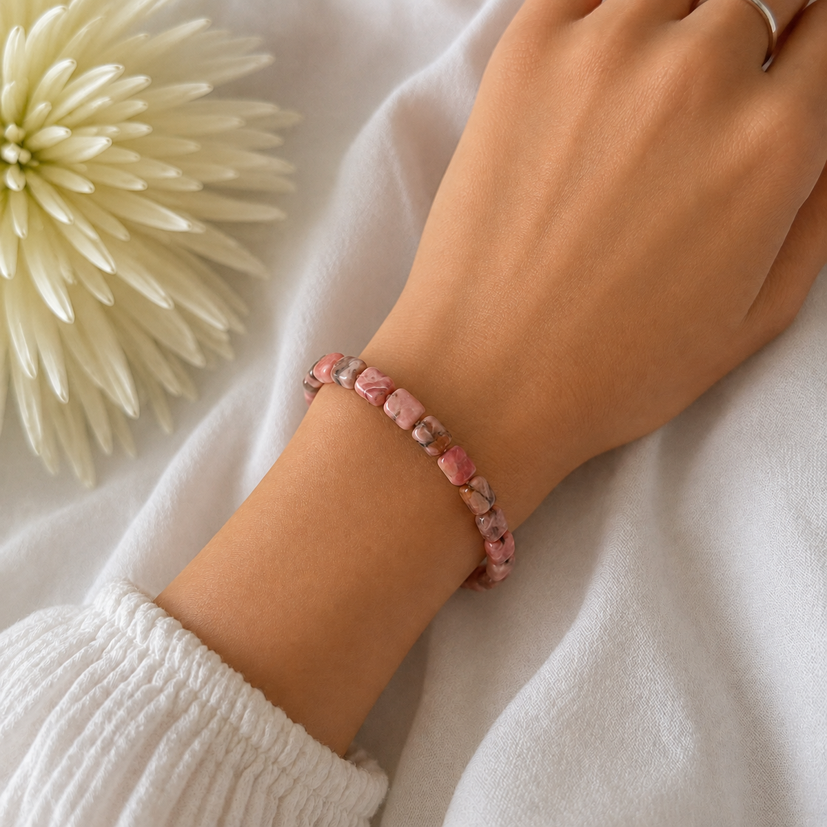 Rhodonite Pebble Bracelet-Happily Zen