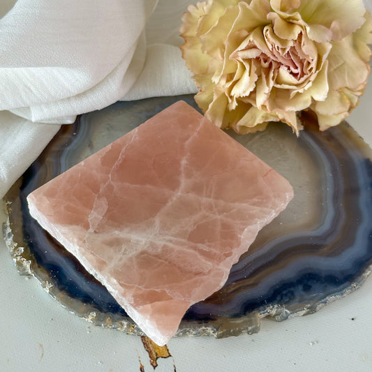 Rose Calcite Slice #693-Happily Zen