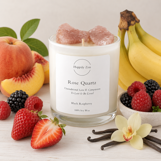 Rose Quartz - Black Raspberry Candle-Happily Zen
