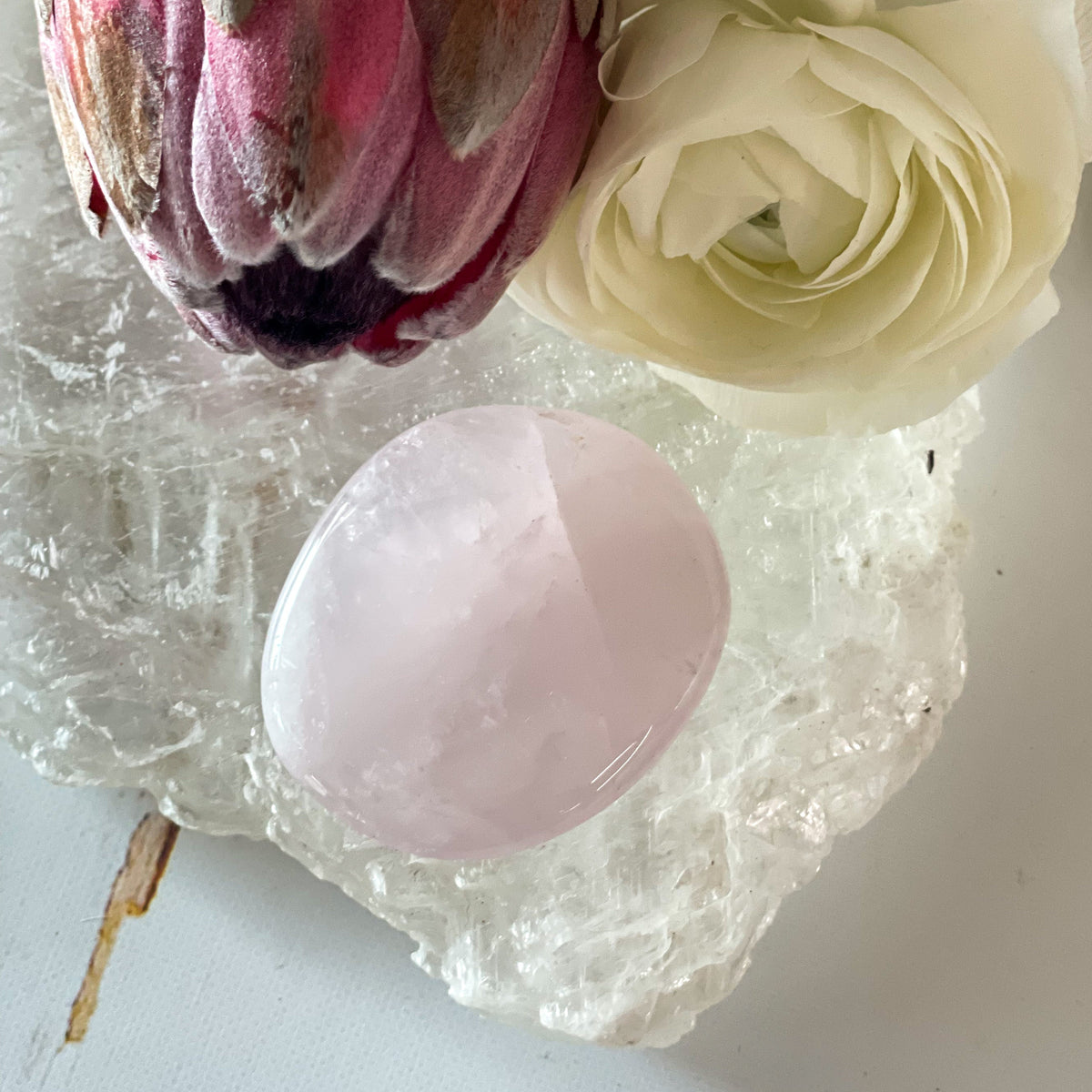 Rose Quartz Palm Stone #215-Happily Zen