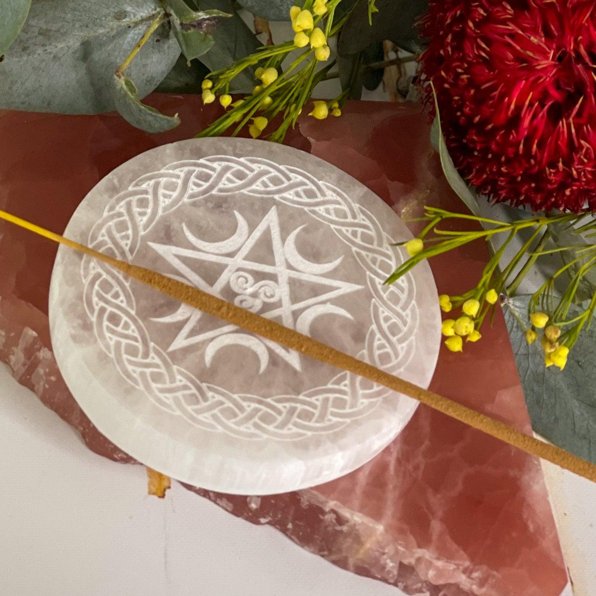 Selenite Incense Holder #305-Happily Zen