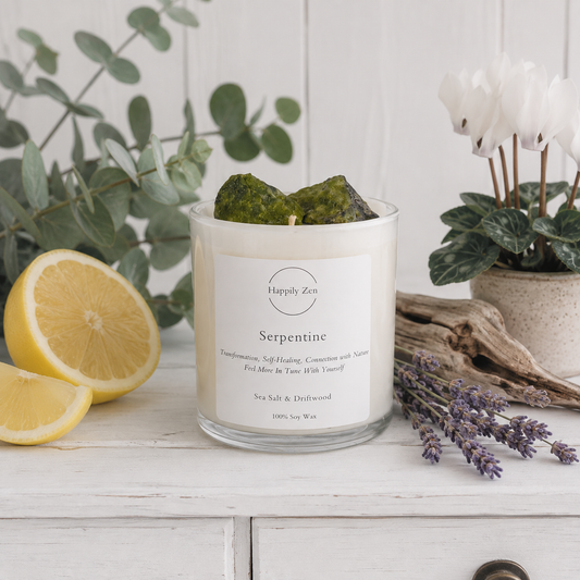 Serpentine - Sea Salt and Driftwood Candle-Happily Zen