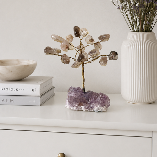 Smokey Quartz Tree on Amethyst Base #744-Happily Zen