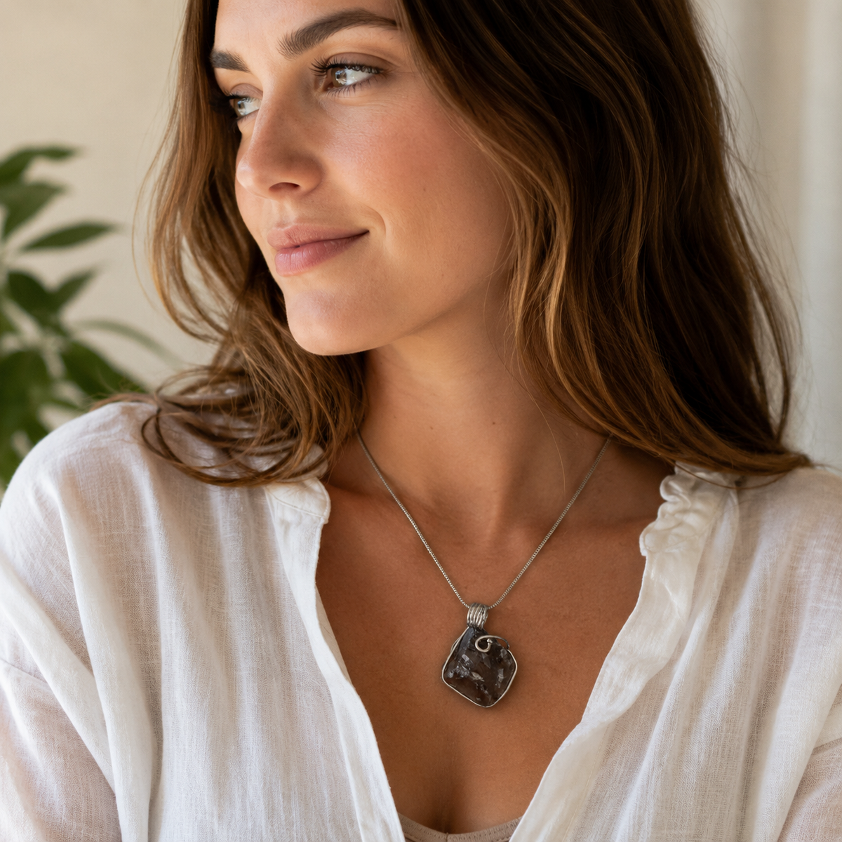Smokey Quartz Wire Wrapped Pendant #233-Happily Zen