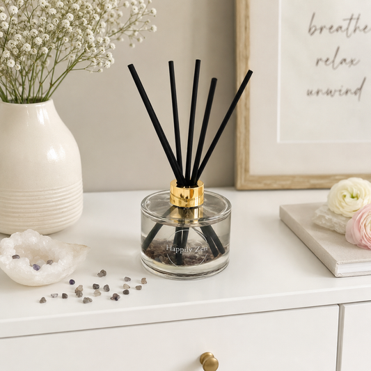 Smokey and Clear Quartz Reed Diffuser-Happily Zen