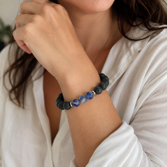 Sodalite Essential Oil Diffuser Bracelet-Happily Zen